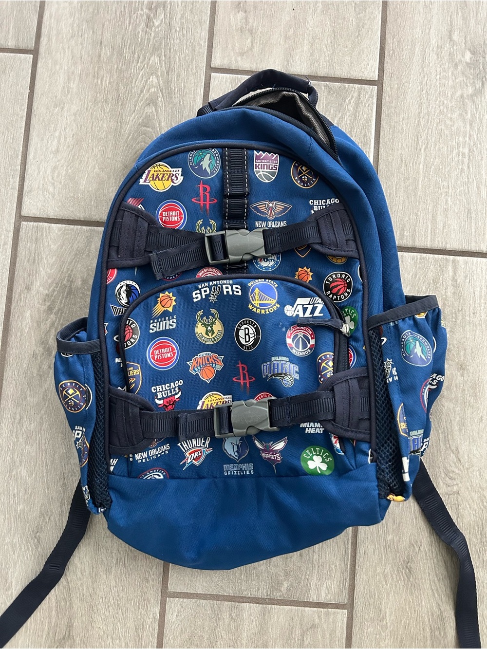Pottery Barn Kids Navy Blue NBA Patch Print Backpack
